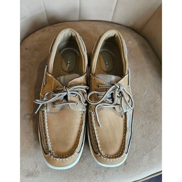 Thom McAn Men's Kellan 3 Lace Up Boat Shoes Brown Leather Size 9 - Picture 5 of 10